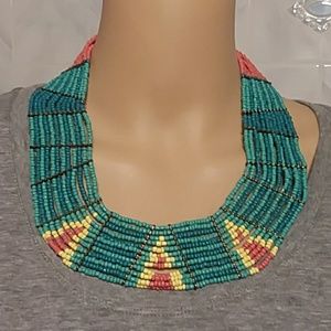Boho Gypsy Festival Egyptian Beaded Collar Necklac